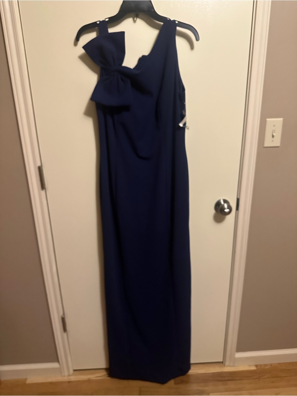 Kohl's Deep Navy One-Shoulder Maxi Dress with Bow